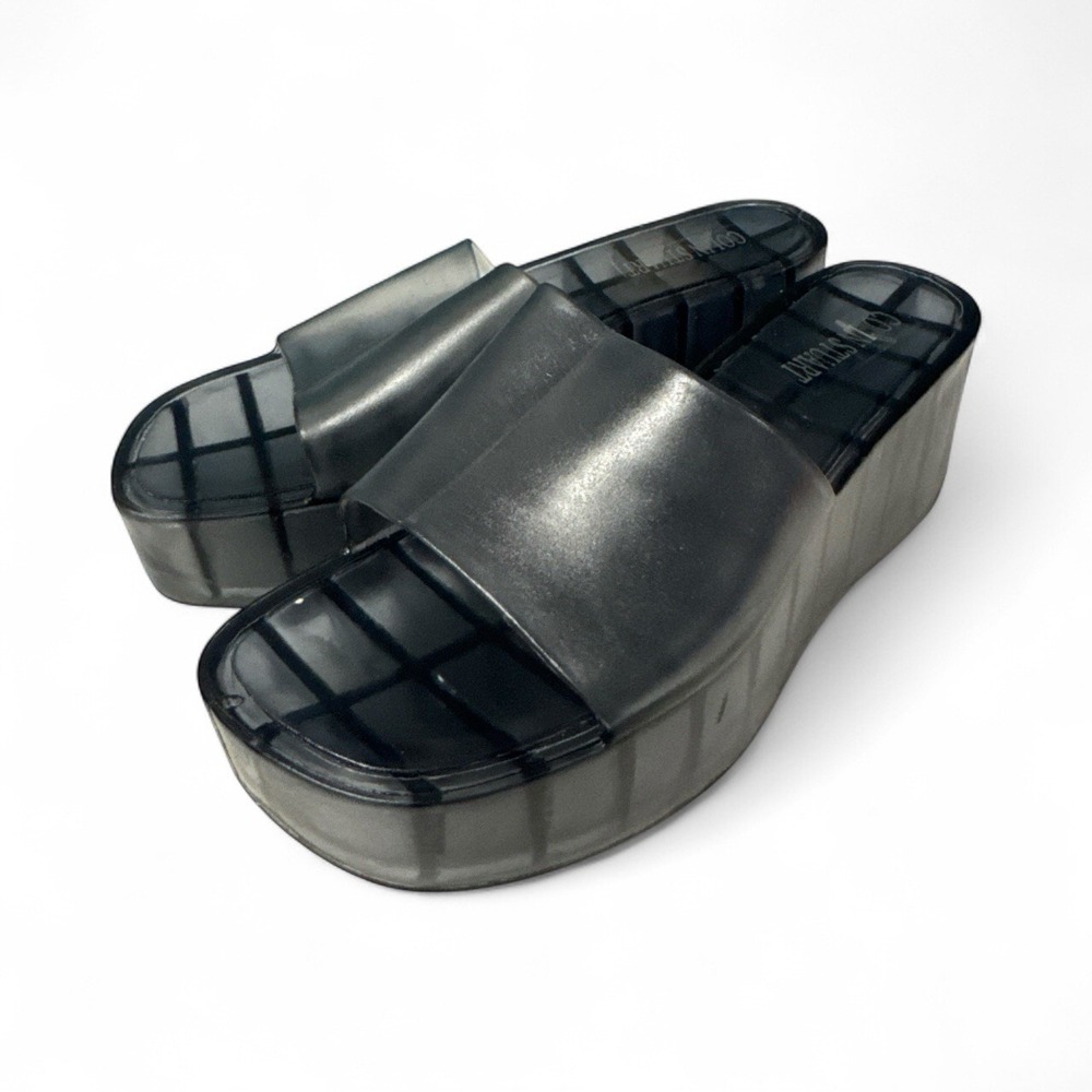 Colin Stewart Wedge Sandals Smoke Gray Clear Size 7 EUC Slides